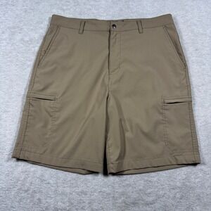 Chaps Mens Stretch Cargo Shorts Khaki Tan Size 34 Performance Hiking Utility